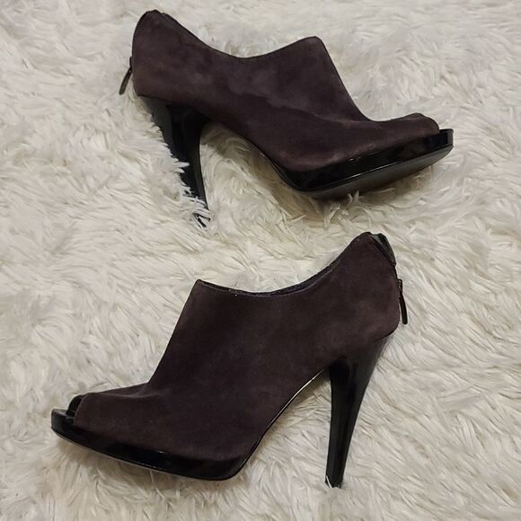 Nine West Purple Suede Peep Toe Heels Size 7 - Picture 5 of 10